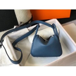Borsa Hermes Lindy Mini Agata Blu Clemence