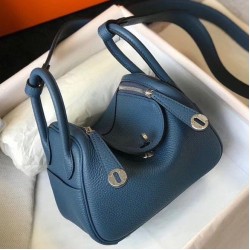 Borsa Hermes Lindy Mini Agata Blu Clemence