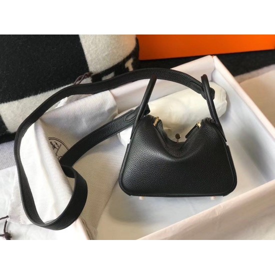 Replica Borsa Hermes Lindy Mini Pelle di vitello Clemence nera Replica Borsa Hermes Lindy Mini Pelle di vitello Clemence nera