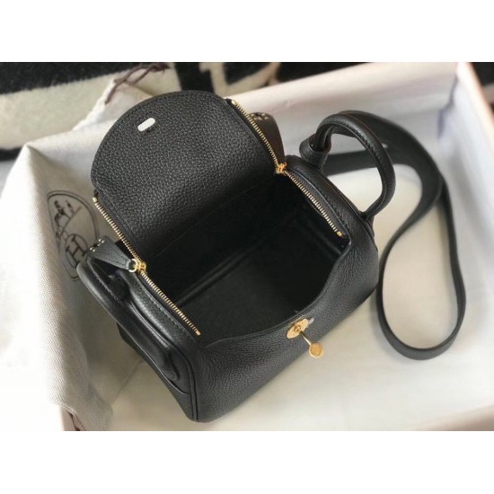 Replica Borsa Hermes Lindy Mini Pelle di vitello Clemence nera Replica Borsa Hermes Lindy Mini Pelle di vitello Clemence nera
