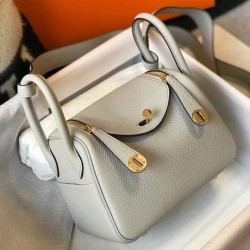 Borsa Hermes Mini Lindy Clemence grigio perla
