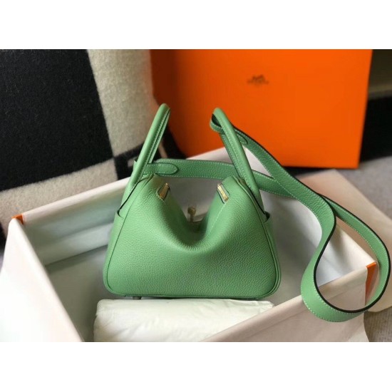 Replica Borsa Hermes Lindy Mini Clemence in pelle di vitello verde Replica Borsa Hermes Lindy Mini Clemence in pelle di vitello verde