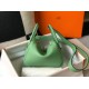 Replica Borsa Hermes Lindy Mini Clemence in pelle di vitello verde Replica Borsa Hermes Lindy Mini Clemence in pelle di vitello verde