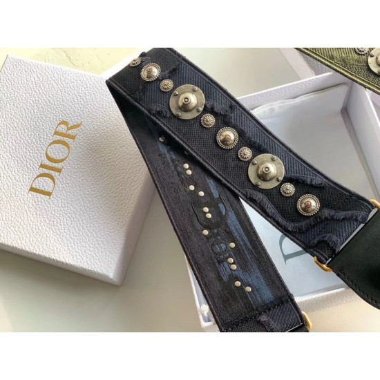 Replica Tracolla Dior Tela ricamata mimetica blu Replica Tracolla Dior Tela ricamata mimetica blu