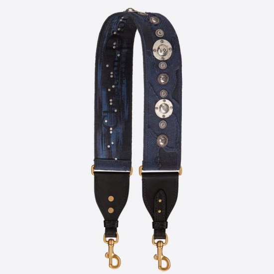 Replica Tracolla Dior Tela ricamata mimetica blu Replica Tracolla Dior Tela ricamata mimetica blu