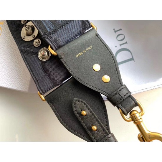 Replica Tracolla Dior Tela ricamata mimetica blu Replica Tracolla Dior Tela ricamata mimetica blu