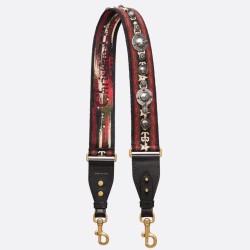 Cinturino Dior Canvas di ispirazione bohémien rosso