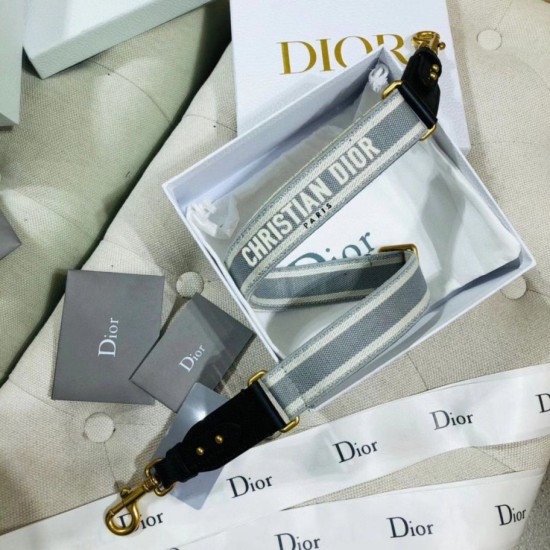 Replica Tracolla regolabile con ricamo Dior Grigia Replica Tracolla regolabile con ricamo Dior Grigia