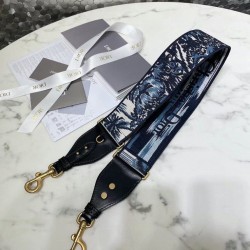 Tracolla Dior con anello in ricamo palme Dior blu
