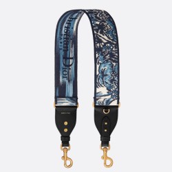 Tracolla Dior con anello in ricamo palme Dior blu