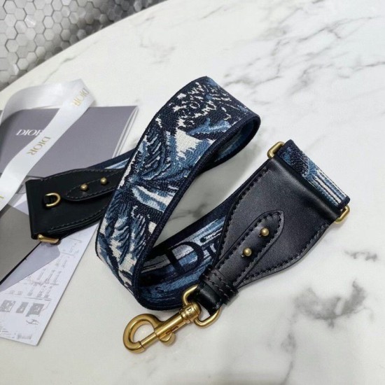 Replica Tracolla Dior con anello in ricamo palme Dior blu Replica Tracolla Dior con anello in ricamo palme Dior blu