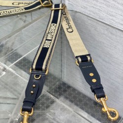 Tracolla regolabile Dior con ricamo ad anello Tela Blu Tracolla regolabile Dior con ricamo ad anello Tela Blu