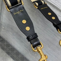 Tracolla regolabile Dior con ricamo ad anello Tela Nera