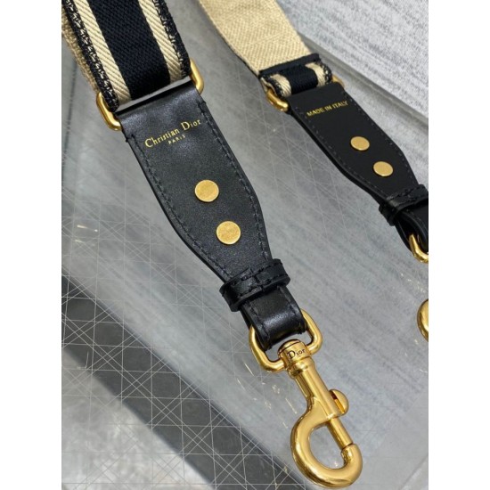 Replica Tracolla regolabile Dior con ricamo ad anello Tela Nera Replica Tracolla regolabile Dior con ricamo ad anello Tela Nera