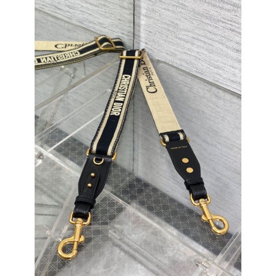 Replica Tracolla regolabile Dior con ricamo ad anello Tela Nera Replica Tracolla regolabile Dior con ricamo ad anello Tela Nera