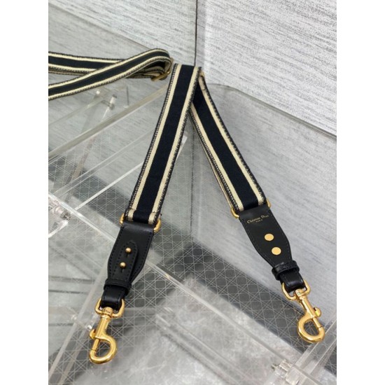 Replica Tracolla regolabile Dior con ricamo ad anello Tela Nera Replica Tracolla regolabile Dior con ricamo ad anello Tela Nera