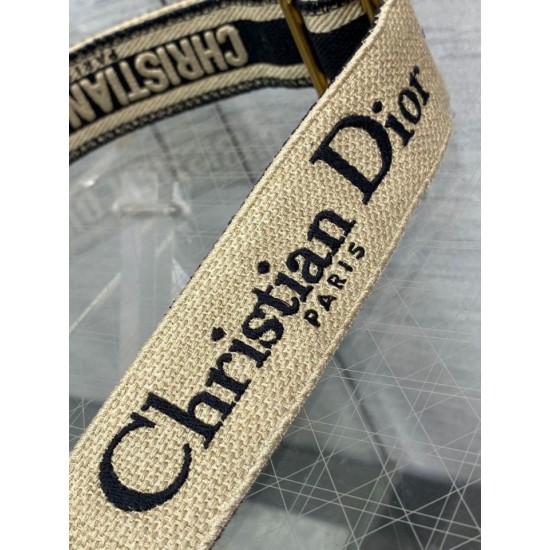 Replica Tracolla regolabile Dior con ricamo ad anello Tela Nera Replica Tracolla regolabile Dior con ricamo ad anello Tela Nera