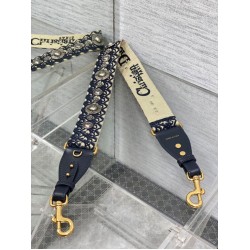 Tracolla Dior con Anello Ricamo Obliquo con Medaglioni Blu Tracolla Dior con Anello Ricamo Obliquo con Medaglioni Blu