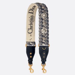 Tracolla Dior con Anello Ricamo Obliquo con Medaglioni Blu
