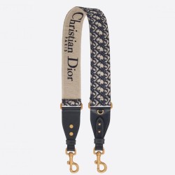 Tracolla Dior con Anello Ricamo Obliquo Blu