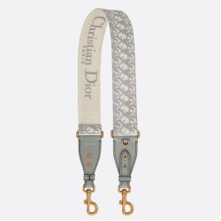Tracolla Dior con Anello Ricamo Obliquo Grigio