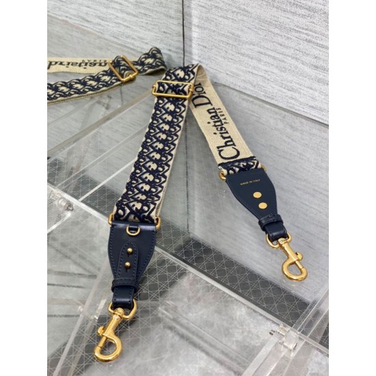 Replica Tracolla Dior Regolabile con Anello Ricamo Obliquo Blu Replica Tracolla Dior Regolabile con Anello Ricamo Obliquo Blu