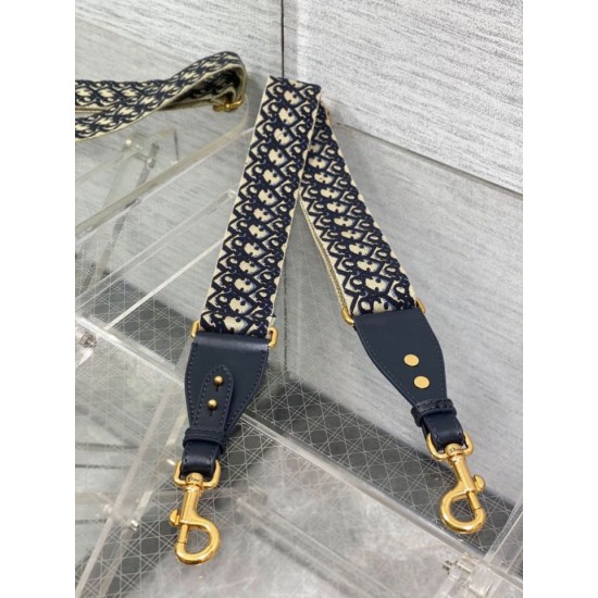 Replica Tracolla Dior Regolabile con Anello Ricamo Obliquo Blu Replica Tracolla Dior Regolabile con Anello Ricamo Obliquo Blu