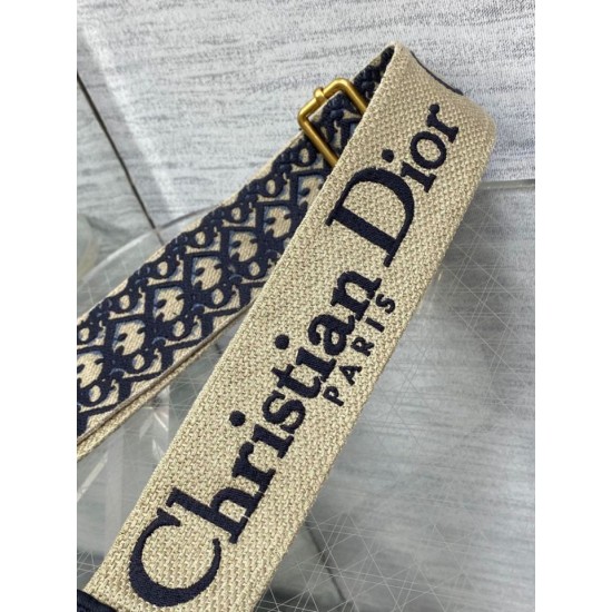 Replica Tracolla Dior Regolabile con Anello Ricamo Obliquo Blu Replica Tracolla Dior Regolabile con Anello Ricamo Obliquo Blu