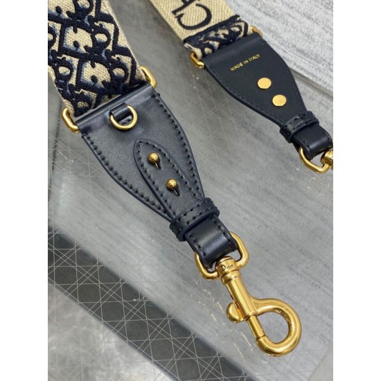 Replica Tracolla Dior Regolabile con Anello Ricamo Obliquo Blu Replica Tracolla Dior Regolabile con Anello Ricamo Obliquo Blu