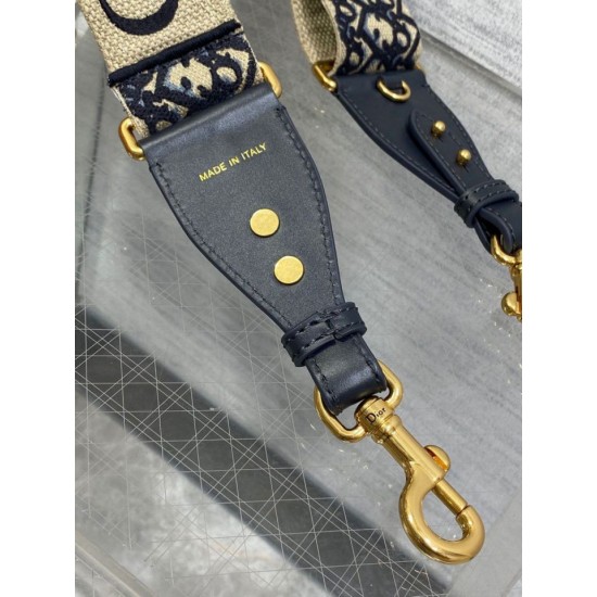 Replica Tracolla Dior Regolabile con Anello Ricamo Obliquo Blu Replica Tracolla Dior Regolabile con Anello Ricamo Obliquo Blu