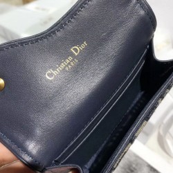 Portafoglio Christian Dior Oblique Saddle Blu scuro