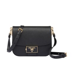 Borsa in pelle Saffiano Prada Embleme 1BD217 Nera