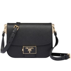 Borsa in pelle Saffiano Prada Embleme 1BD217 Nera