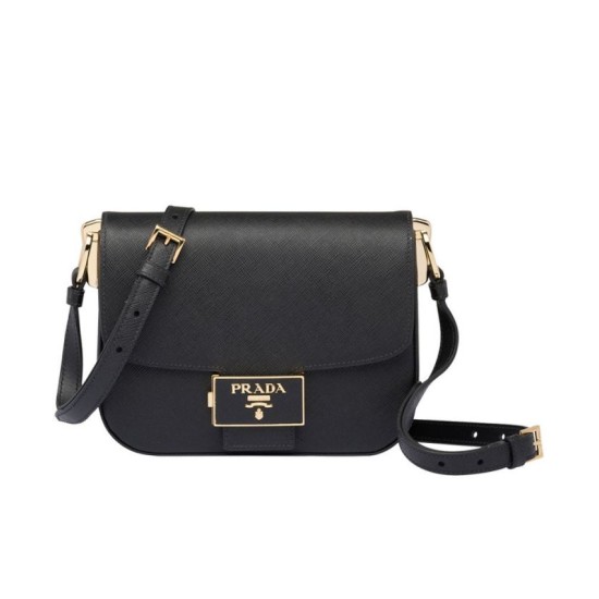 Replica Borsa in pelle Saffiano Prada Embleme 1BD217 Nera
