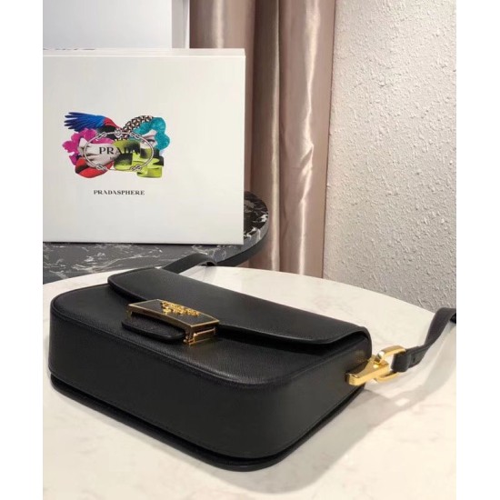 Replica Borsa in pelle Saffiano Prada Embleme 1BD217 Nera