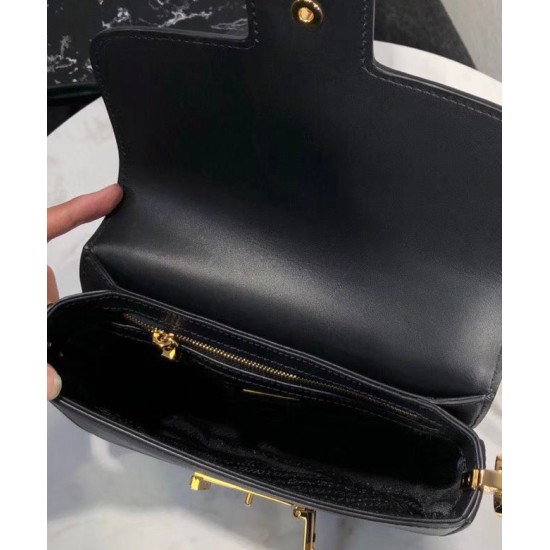 Replica Borsa in pelle Saffiano Prada Embleme 1BD217 Nera