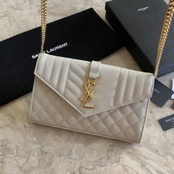 YSL Saint Laurent Portafoglio Woc con catena a busta con monogramma nero