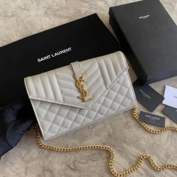 YSL Saint Laurent Portafoglio Woc con catena a busta con monogramma nero