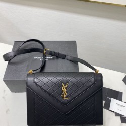 Borsa YSL Saint Laurent gaby Satchel trapuntata in pelle di agnello nera