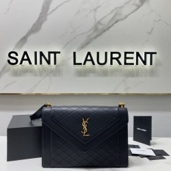 Borsa YSL Saint Laurent gaby Satchel trapuntata in pelle di agnello nera