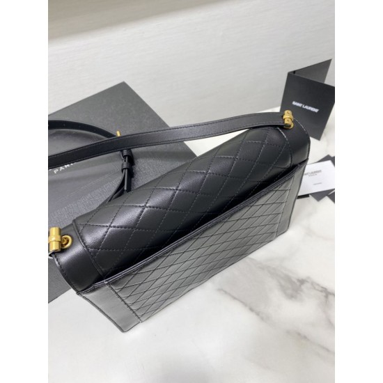 Replica Borsa YSL Saint Laurent gaby Satchel trapuntata in pelle di agnello nera Replica Borsa YSL Saint Laurent gaby Satchel trapuntata in pelle di agnello nera