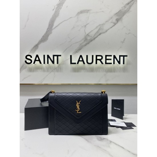 Replica Borsa YSL Saint Laurent gaby Satchel trapuntata in pelle di agnello nera Replica Borsa YSL Saint Laurent gaby Satchel trapuntata in pelle di agnello nera