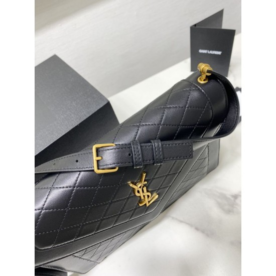 Replica Borsa YSL Saint Laurent gaby Satchel trapuntata in pelle di agnello nera Replica Borsa YSL Saint Laurent gaby Satchel trapuntata in pelle di agnello nera