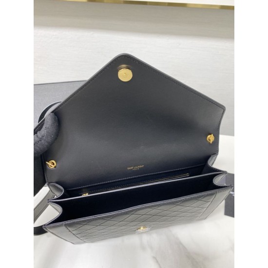 Replica Borsa YSL Saint Laurent gaby Satchel trapuntata in pelle di agnello nera Replica Borsa YSL Saint Laurent gaby Satchel trapuntata in pelle di agnello nera