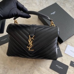 YSL Saint Laurent Borsa a tracolla media con busta Kate Chain Mix Matelasse Black Gold