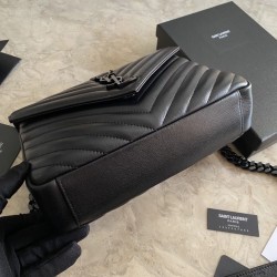 YSL Saint Laurent Borsa a tracolla media con busta Kate Chain Mix Matelasse Nero