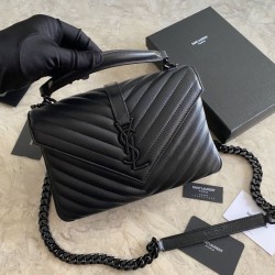 YSL Saint Laurent Borsa a tracolla media con busta Kate Chain Mix Matelasse Nero