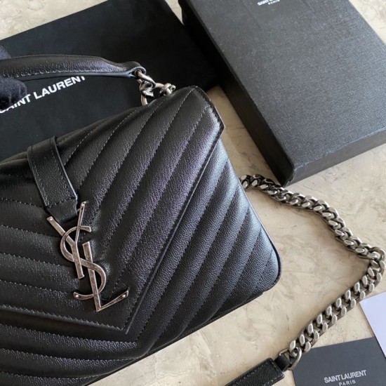 Replica Borsa a tracolla YSL Saint Laurent Medium Envelope Kate Chain Mix Matelasse Nero Argento