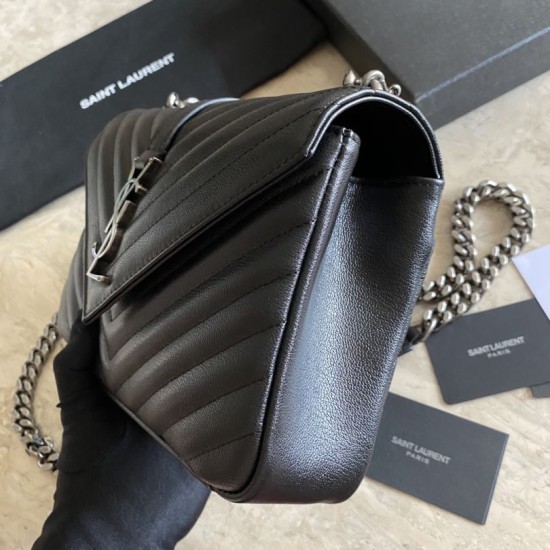Replica Borsa a tracolla YSL Saint Laurent Medium Envelope Kate Chain Mix Matelasse Nero Argento