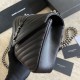 Replica Borsa a tracolla YSL Saint Laurent Medium Envelope Kate Chain Mix Matelasse Nero Argento